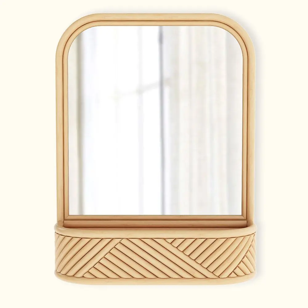  Buy Wall Mirror with Rattan Frame - Bali Boho Style - Dania Natural 60636 - in the UK