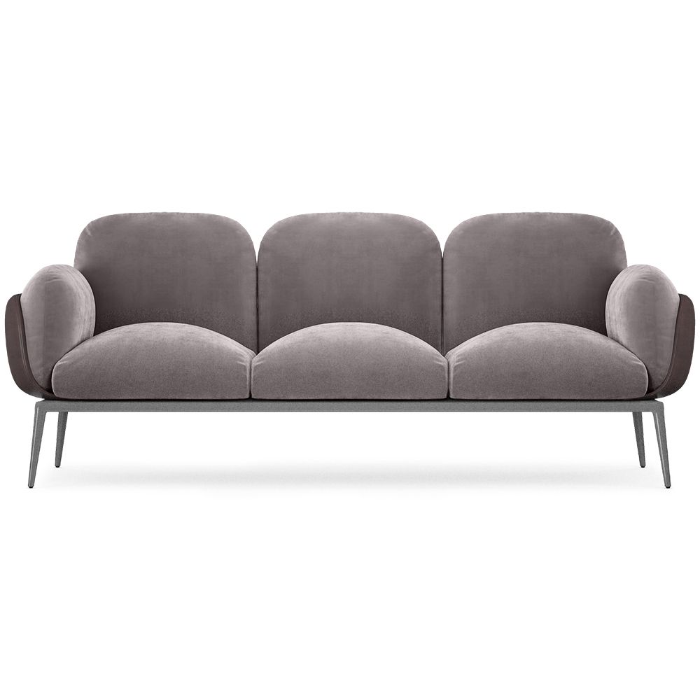  Buy 3-Seater Sofa - Upholstered in Velvet - Greda Dark grey 60652 - in the UK