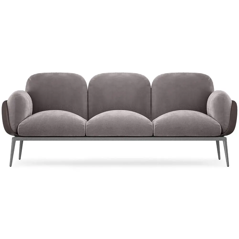  Buy 3-Seater Sofa - Upholstered in Velvet - Greda Dark grey 60652 - in the UK