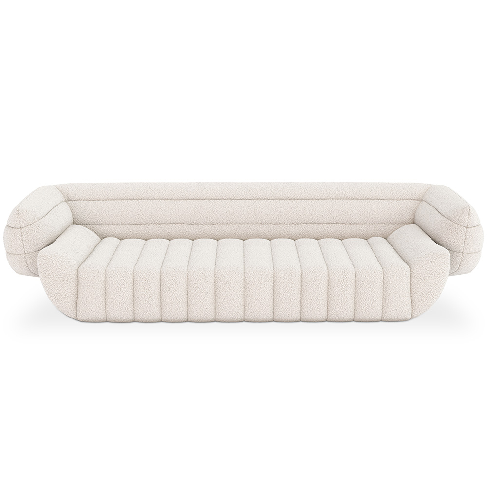  Buy Bouclé Fabric Upholstered Sofa - 3/4 Seats - Lumun White 60655 - in the UK