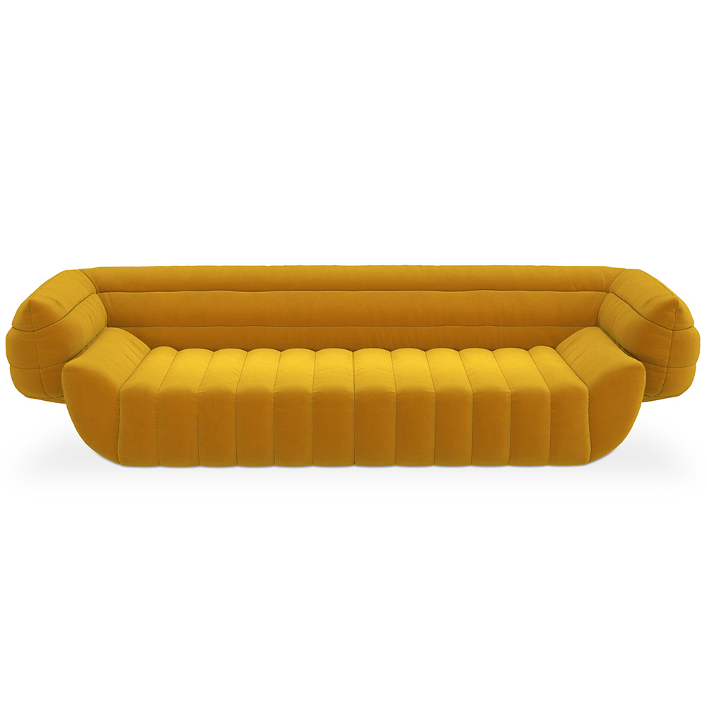  Buy Velvet Upholstered Sofa - 3/4 seats - Lumun Yellow 60640 - in the UK