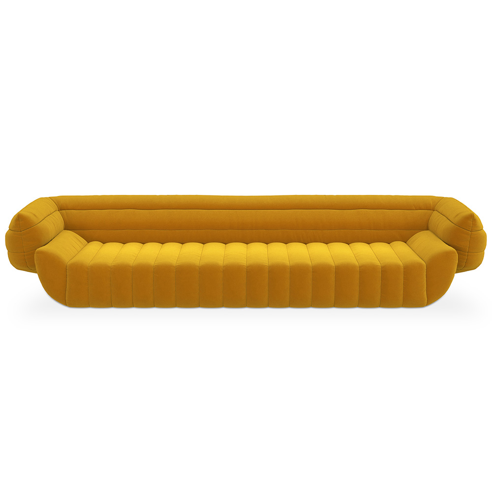  Buy Velvet Upholstered Sofa - 4/5 seats - Lumun Yellow 60641 - in the UK