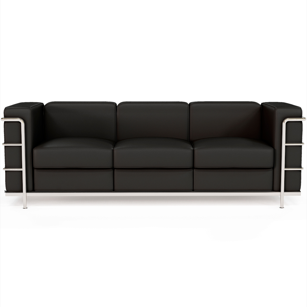  Buy 3-Seater Sofa - Upholstered in Vegan Leather - Bour Black 60659 - in the UK