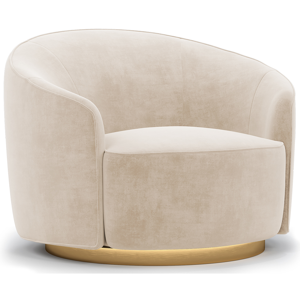  Buy Curved Design Armchair - Upholstered in Velvet - Treya Beige 60647 - in the UK