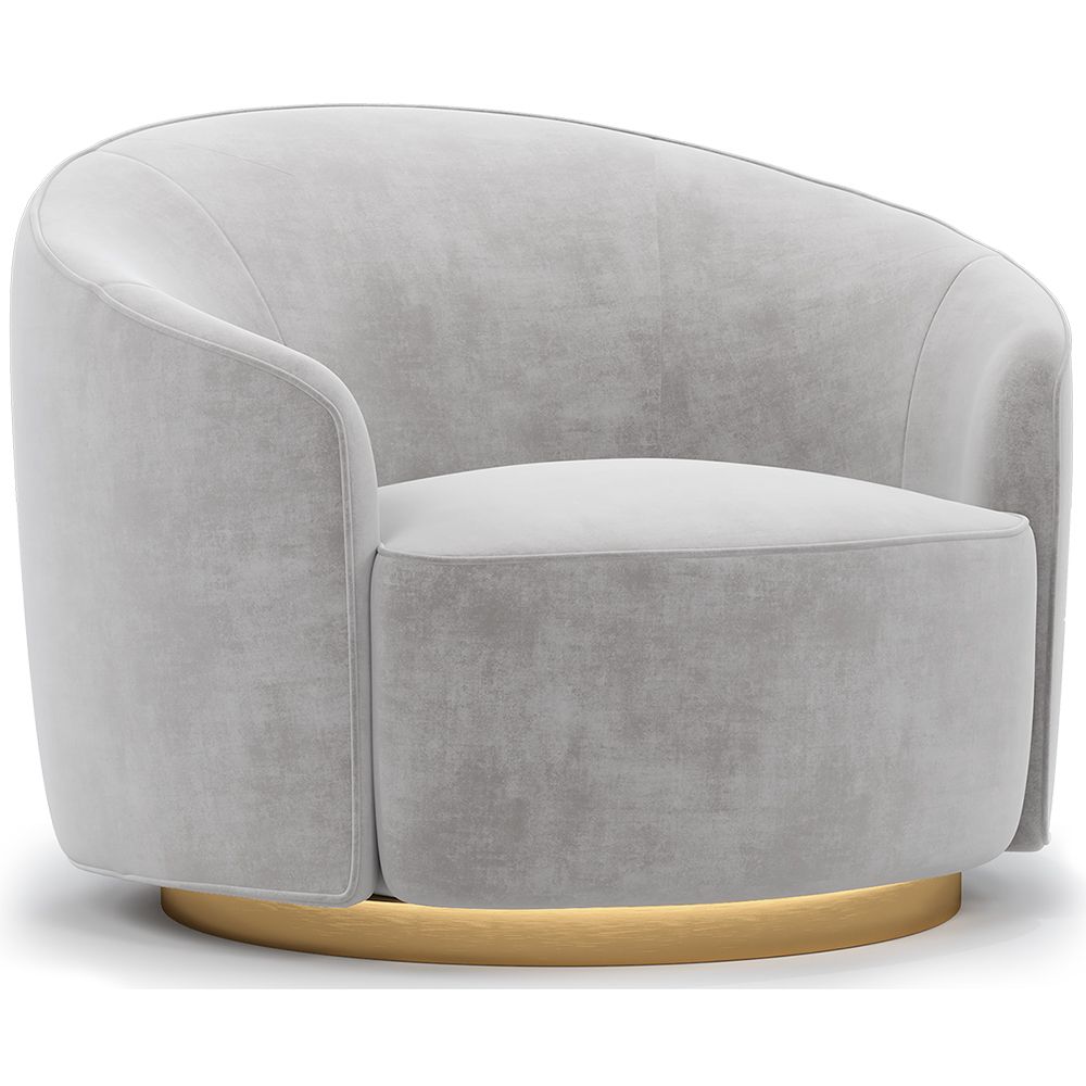  Buy Curved Design Armchair - Upholstered in Velvet - Treya Light grey 60647 - in the UK