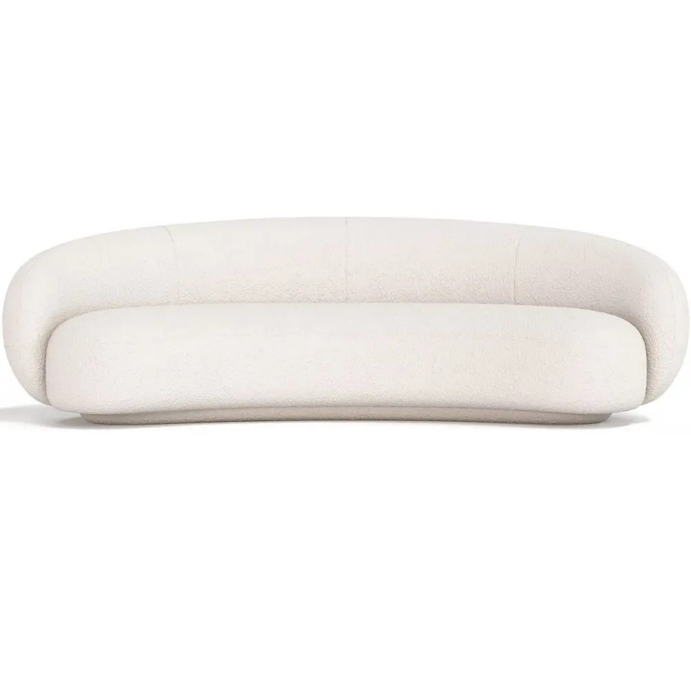  Buy Curved Bouclé Fabric Sofa - 3/4 Seats - Nathan White 60690 - in the UK