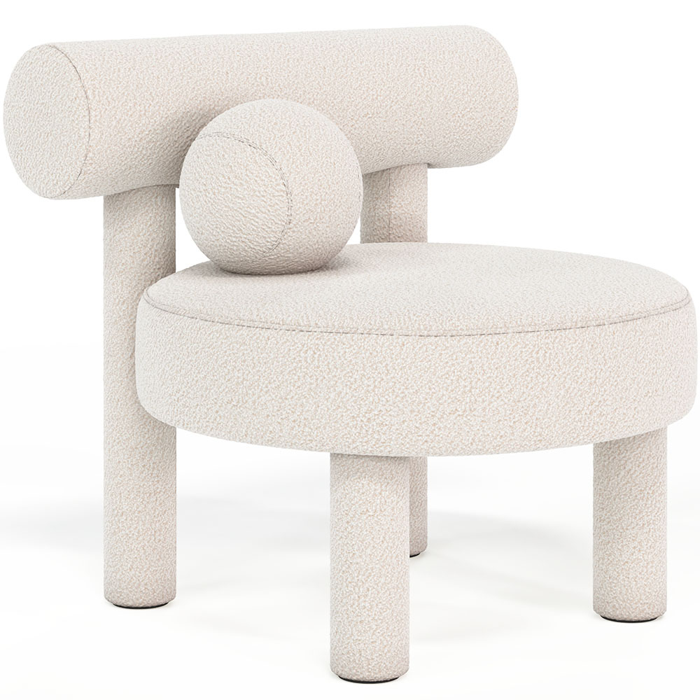  Buy Armchair - Upholstered in Bouclé - Fera White 60697 - in the UK