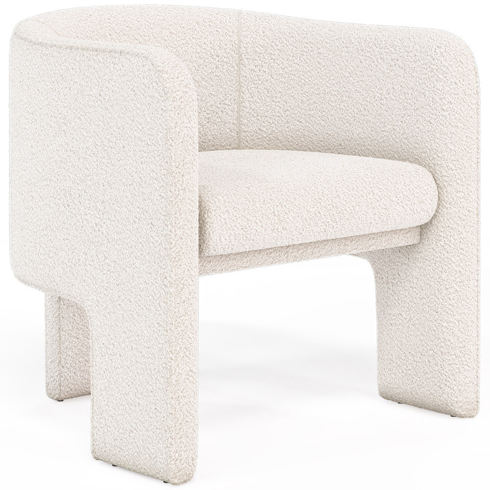  Buy Design Armchair - Bouclé Fabric Upholstered Armchair - Devon White 60701 - in the UK