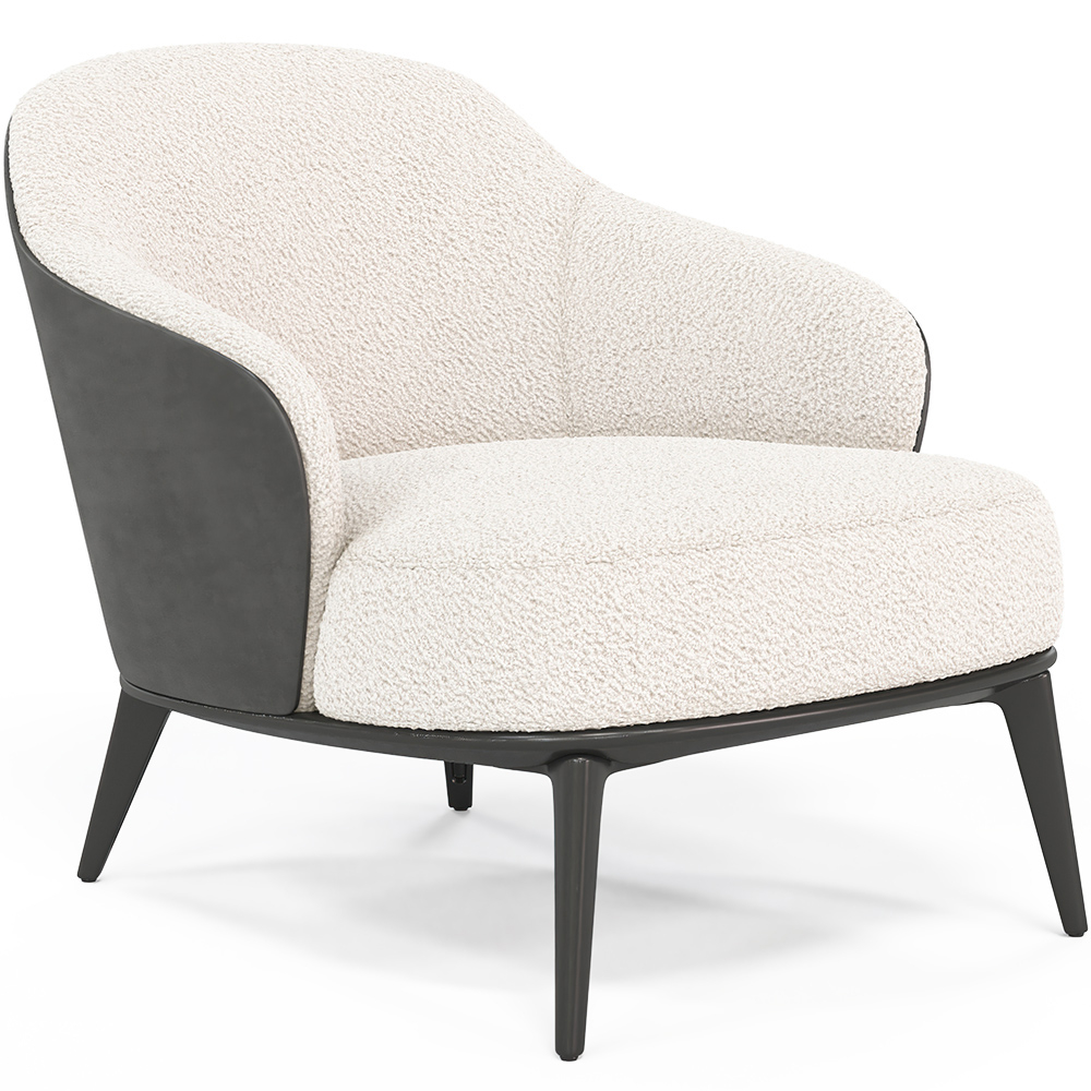 Buy Upholstered Armchair in Boucle Fabric - Renaud White 60705 - in the UK