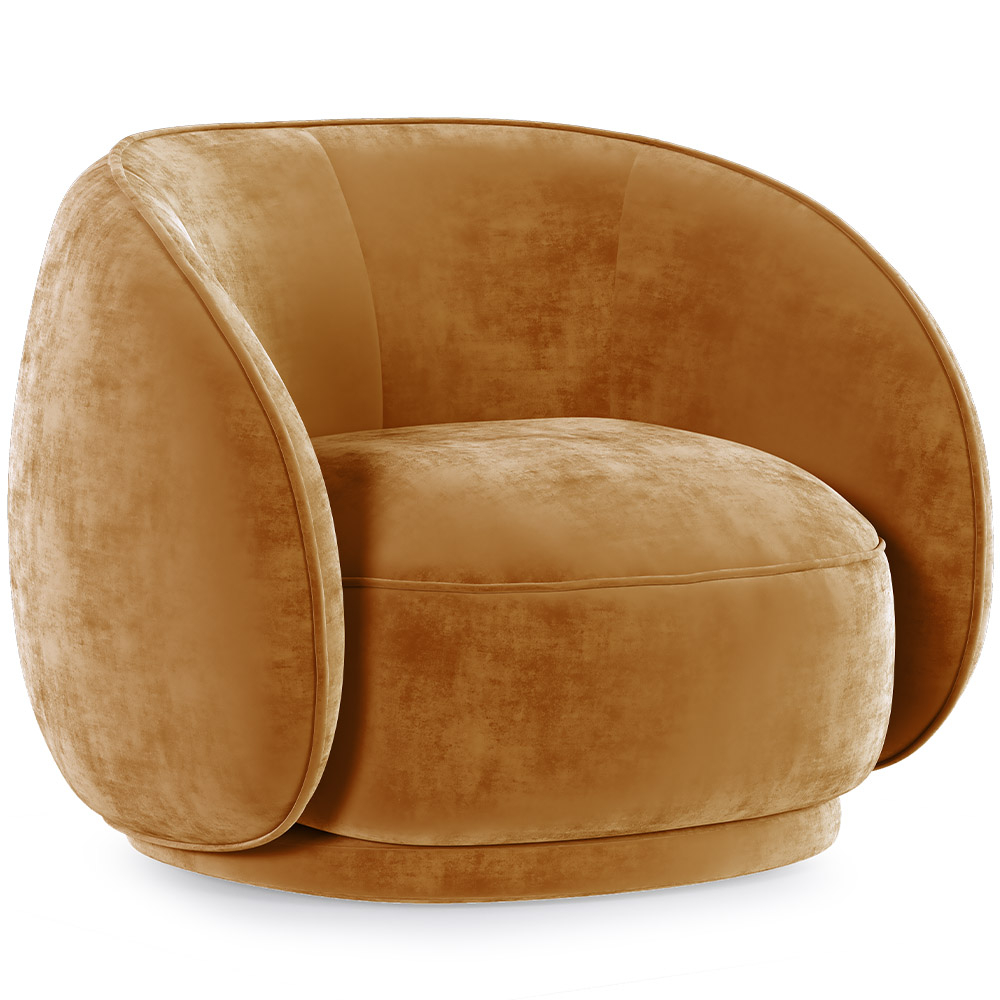  Buy Curved Velvet Upholstered Armchair - William Mustard 60692 - in the UK