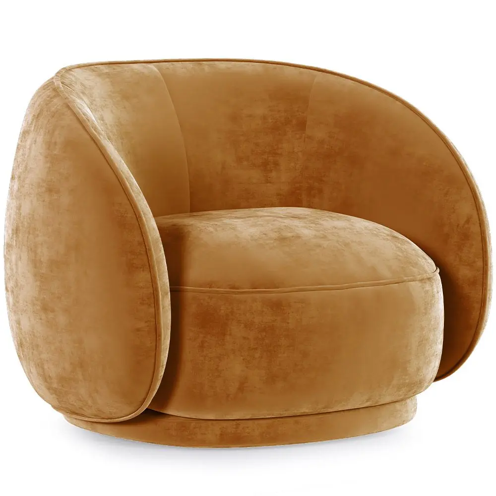  Buy Curved Velvet Upholstered Armchair - William Mustard 60692 - in the UK