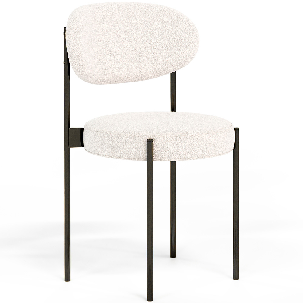  Buy Dining Chair - Upholstered in Bouclé Fabric - Black Metal - Martha White 61005 - in the UK