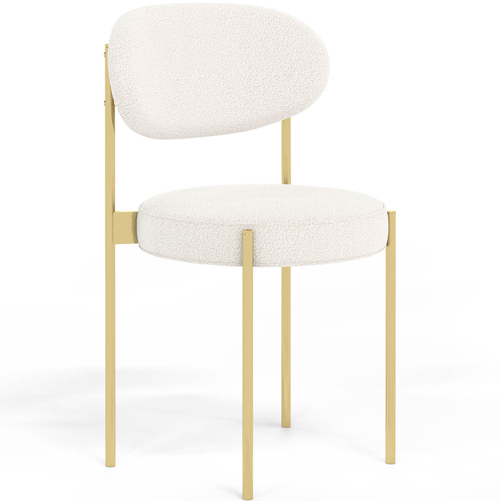  Buy Dining Chair - Upholstered in Bouclé Fabric - Golden Metal - Martha White 61006 - in the UK
