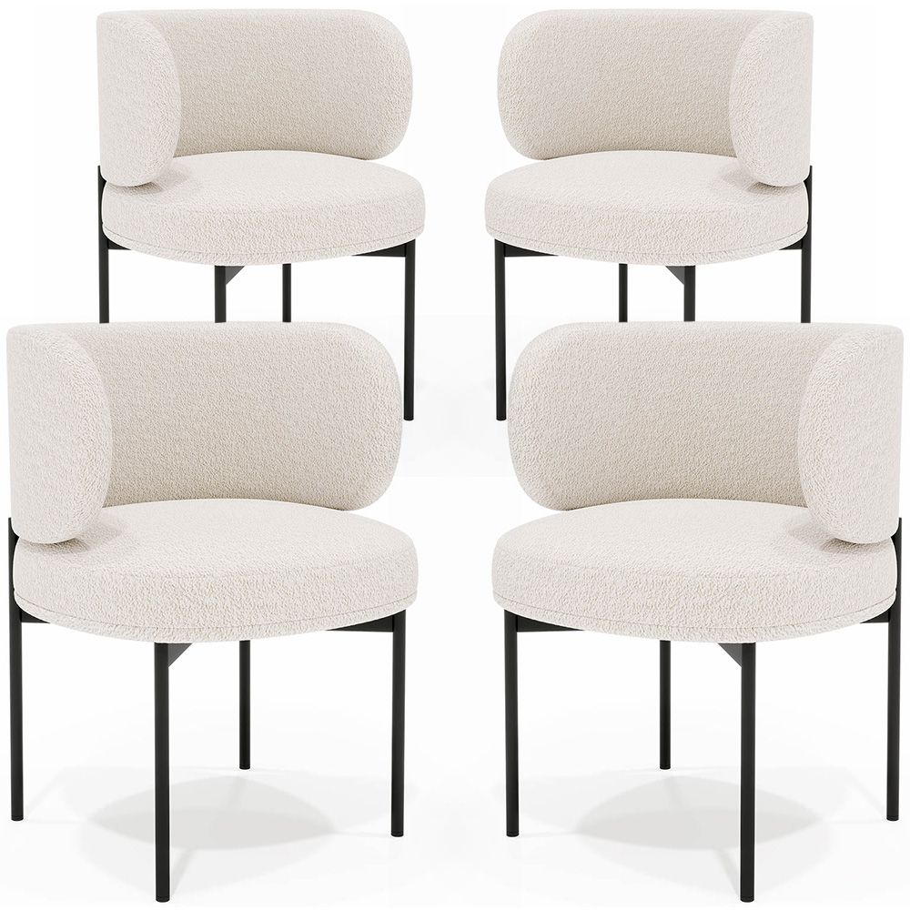  Buy Pack of 4 - Dining Chair - Upholstered in Bouclé Fabric - Calibri White 61008 - in the UK