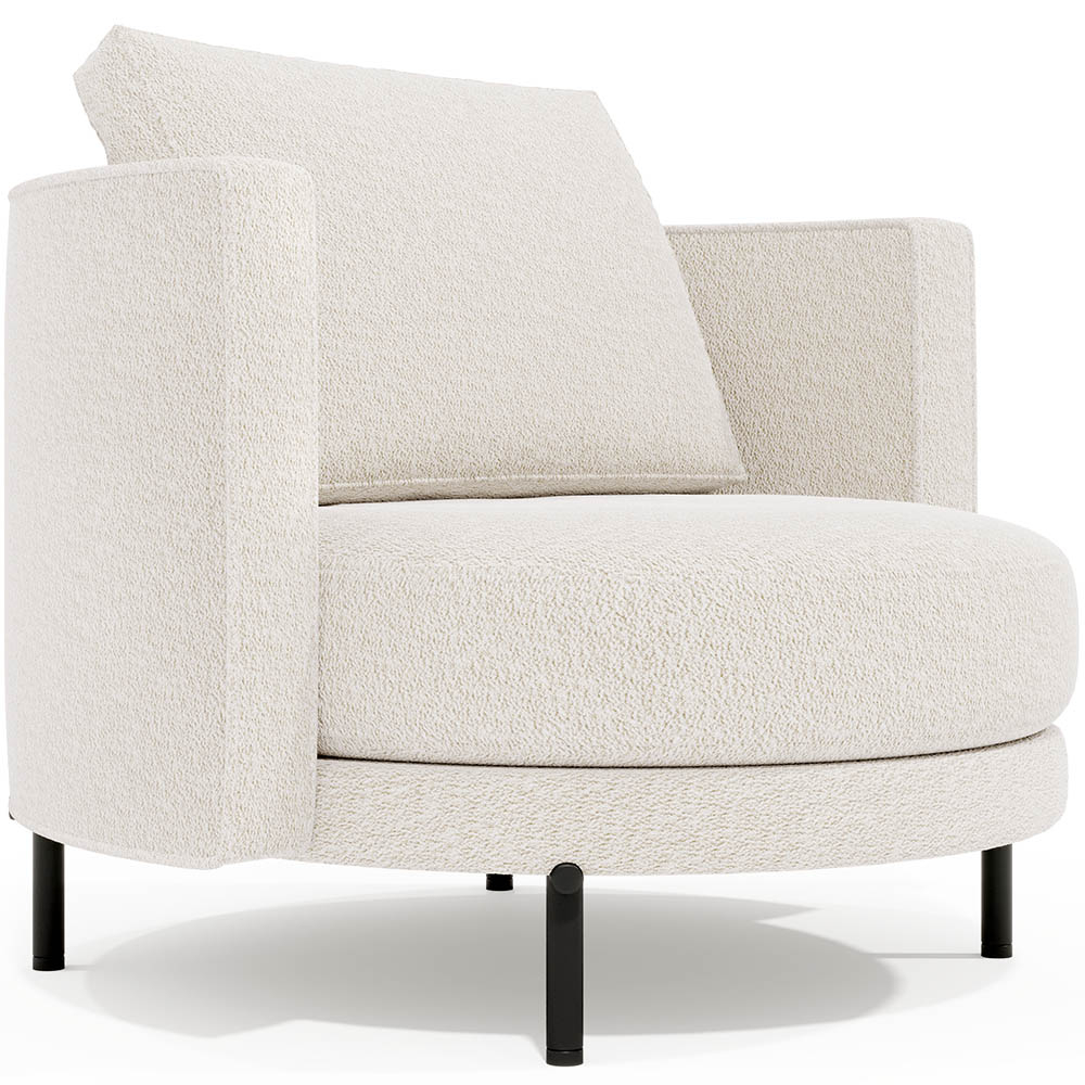  Buy Designer Armchair - Upholstered in Bouclé Fabric - Nagar White 61019 - in the UK
