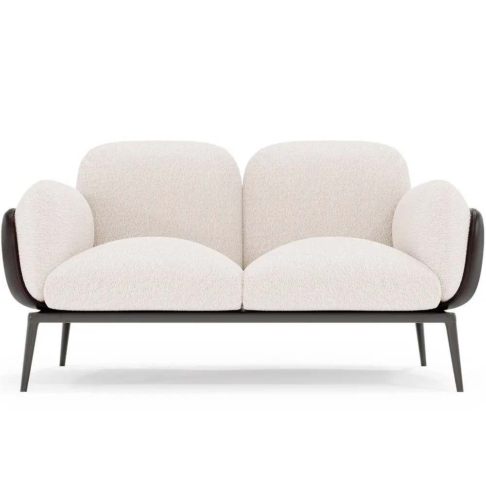  Buy 2-Seater Sofa - Upholstered in Bouclé Fabric - Greda White 61022 - in the UK