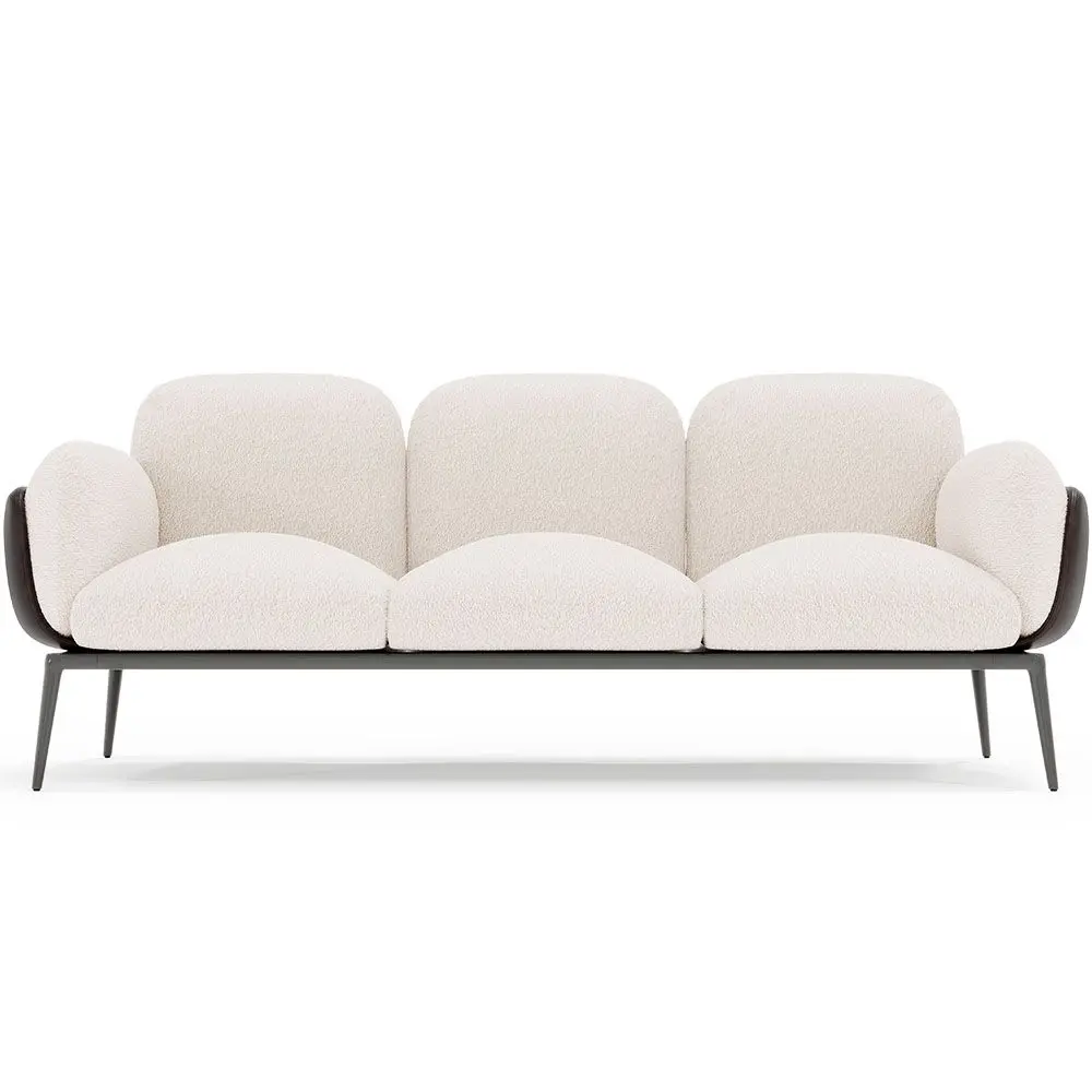  Buy 3-Seater Sofa - Upholstered in Bouclé Fabric - Greda White 61024 - in the UK