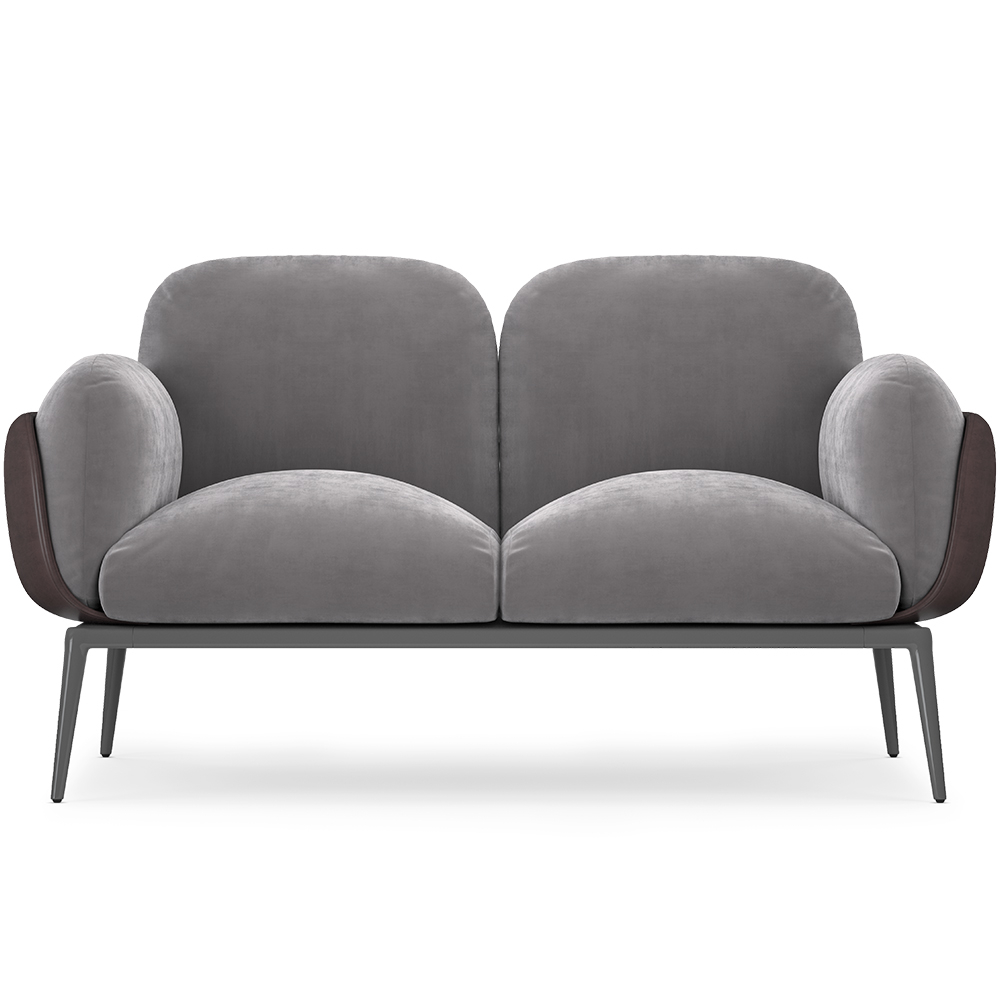  Buy 2-Seater Sofa - Upholstered in Velvet - Greda Light grey 60651 - in the UK