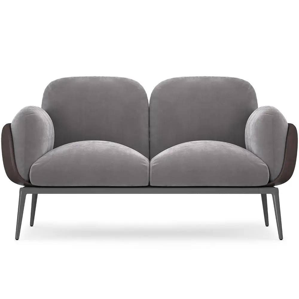  Buy 2-Seater Sofa - Upholstered in Velvet - Greda Dark grey 60651 - in the UK