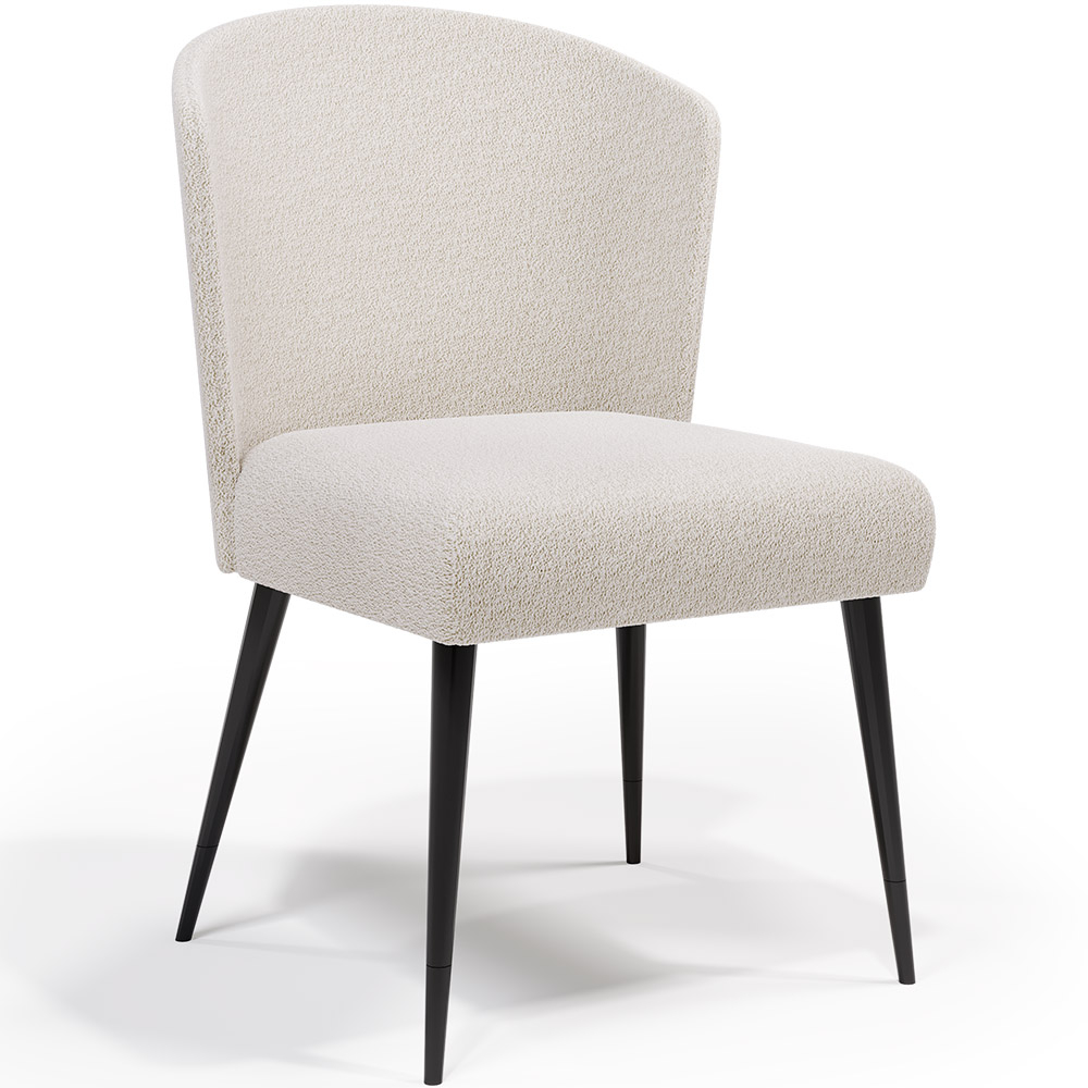  Buy Dining Chair - Upholstered in Bouclé Fabric - Yerne White 61053 - in the UK