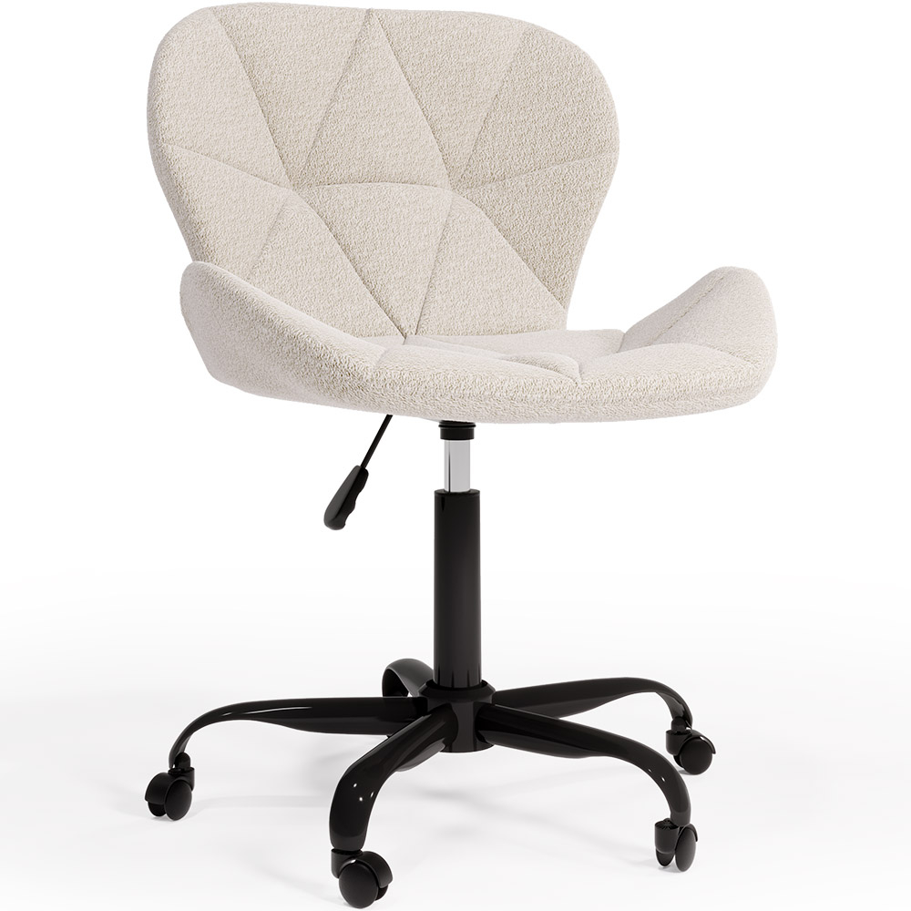 Buy Office chair upholstered in Bouclé fabric - Winka Black Frame White 61055 - in the UK