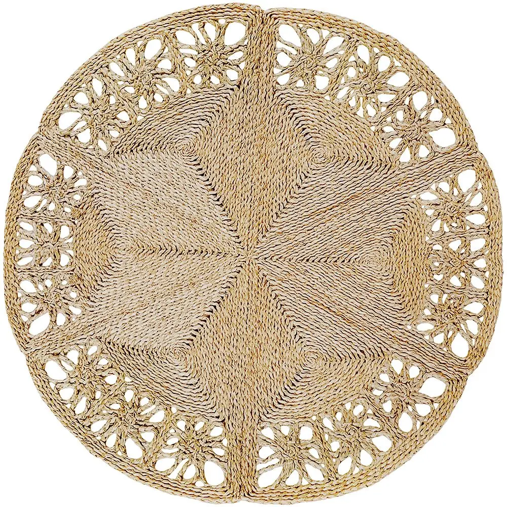  Buy Round Jute Rug - Boho Bali - 100 CM - Aditya Natural 61089 - in the UK