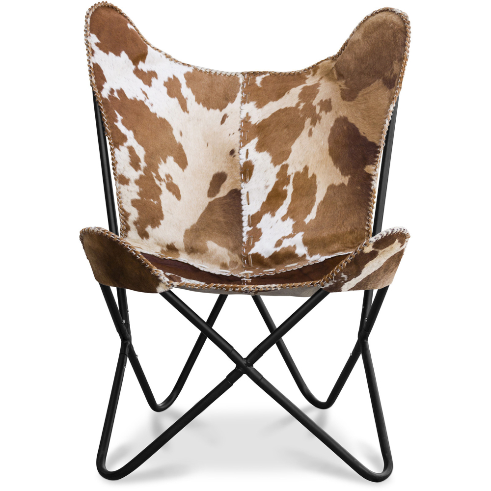  Buy Cow print leather butterfly chair Brown pony 58893 - in the UK