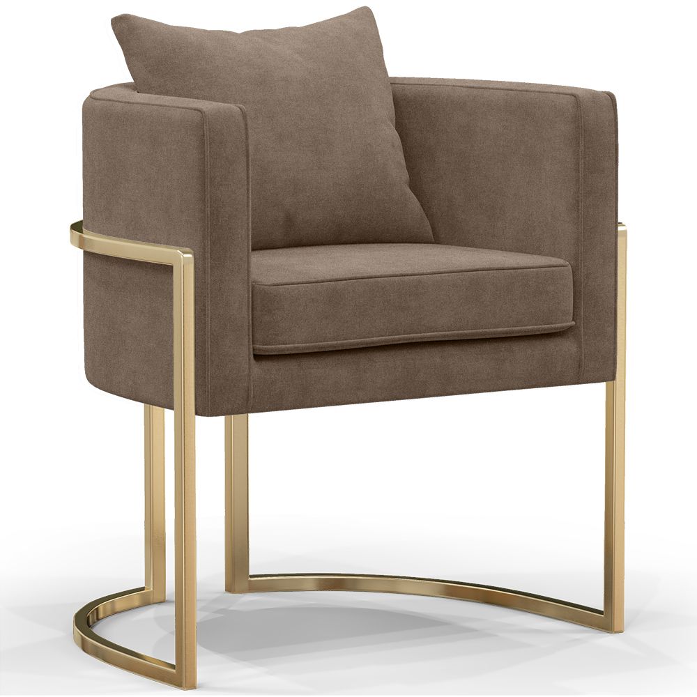  Buy Dining Chair - With armrests - Upholstered in Velvet - Vittoria Taupe 61009 - in the UK
