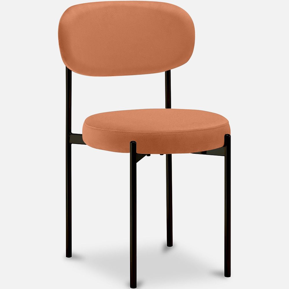  Buy Dining Chair - Upholstered in Velvet - Black Metal - Martha Orange 61003 - in the UK