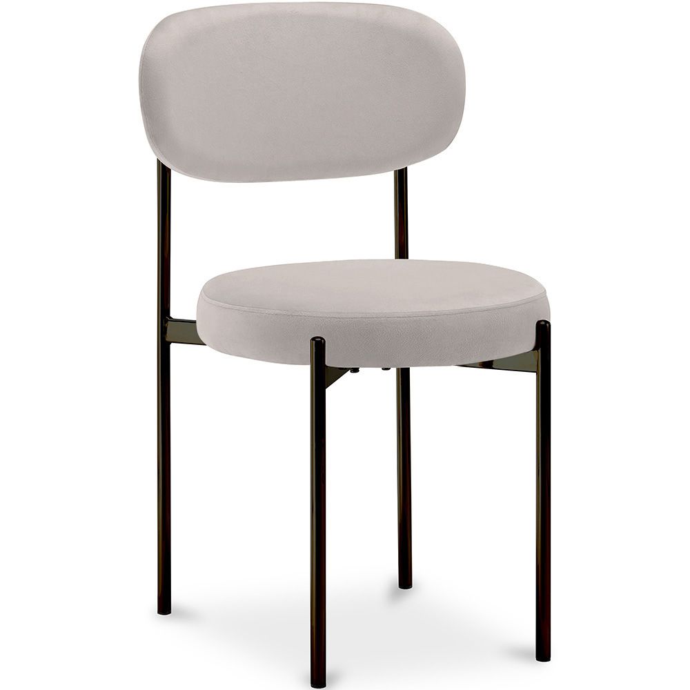  Buy Dining Chair - Upholstered in Velvet - Black Metal - Martha Beige 61003 - in the UK