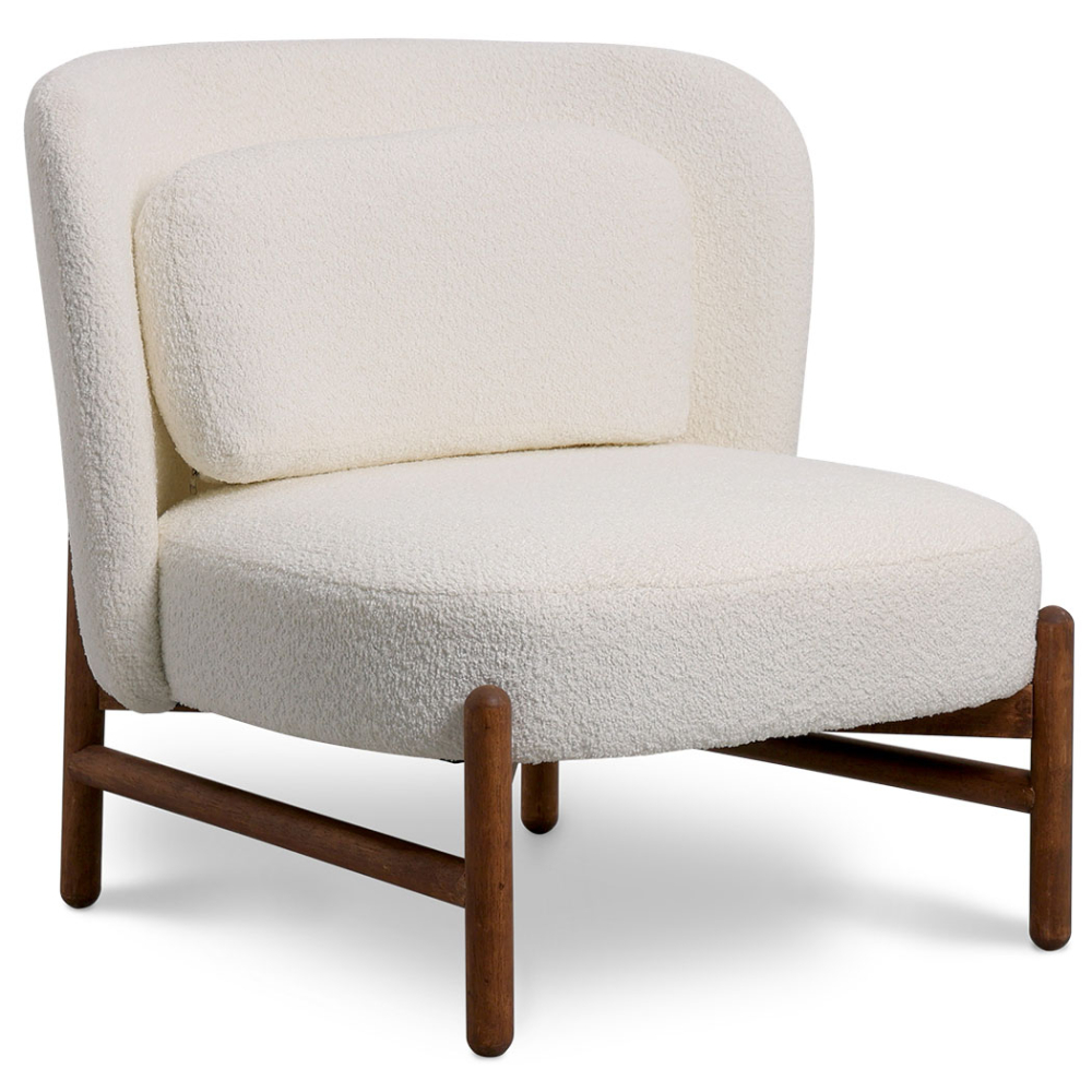  Buy Bouclé Fabric and Wood Armchair - Ebbe White 61135 - in the UK