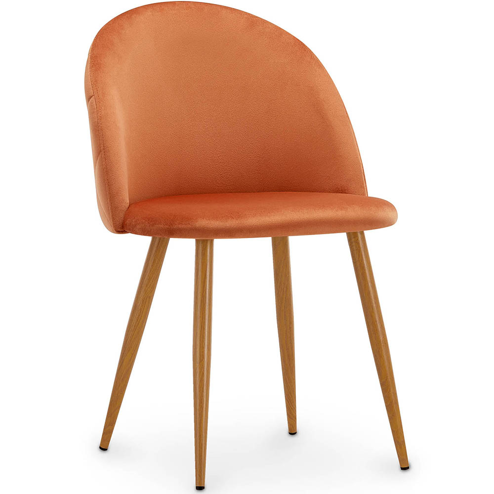  Buy Dining Chair - Upholstered in Velvet - Backrest with Pattern - Bennett Reddish orange 61146 - in the UK