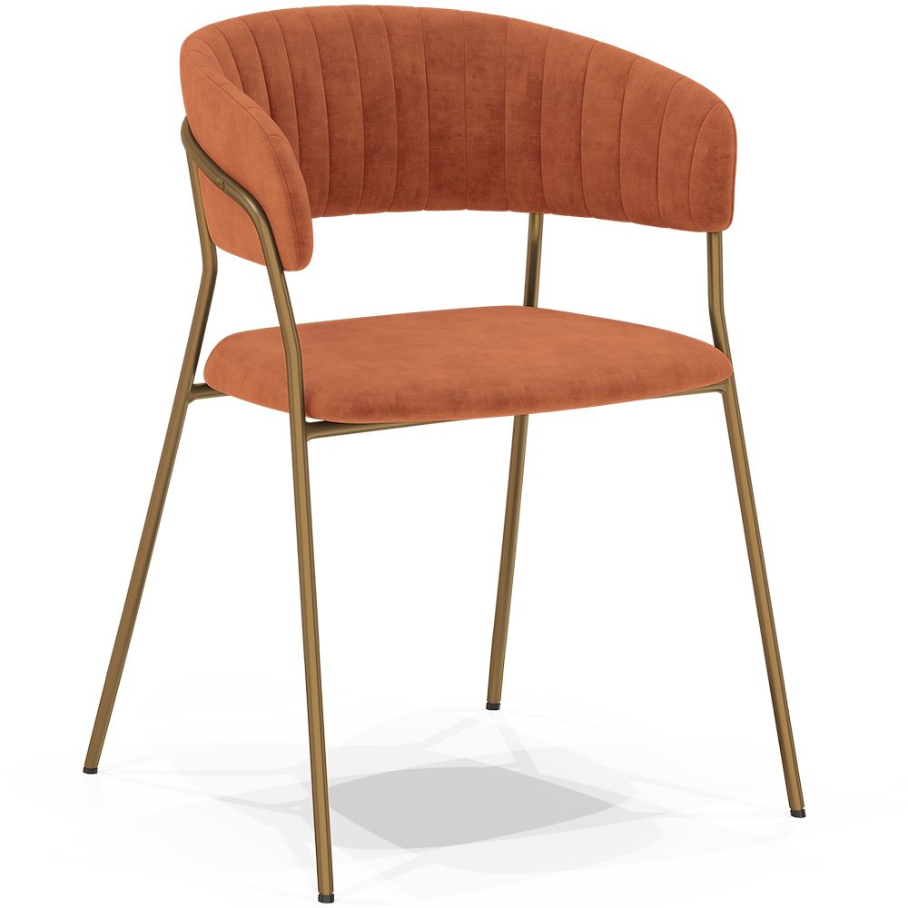  Buy Dining chair - Upholstered in Velvet - Lona Reddish orange 61147 - in the UK