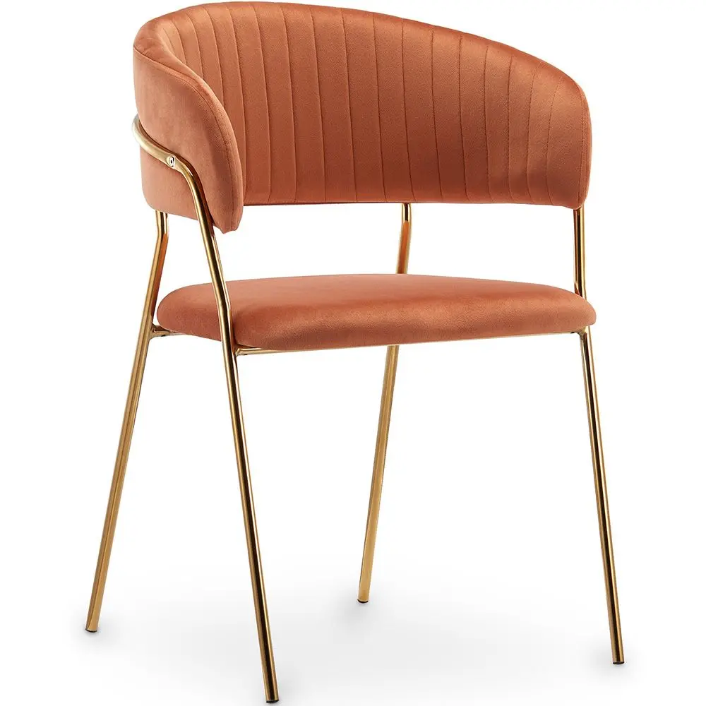  Buy Dining chair - Upholstered in Velvet - Lona Reddish orange 61147 - in the UK