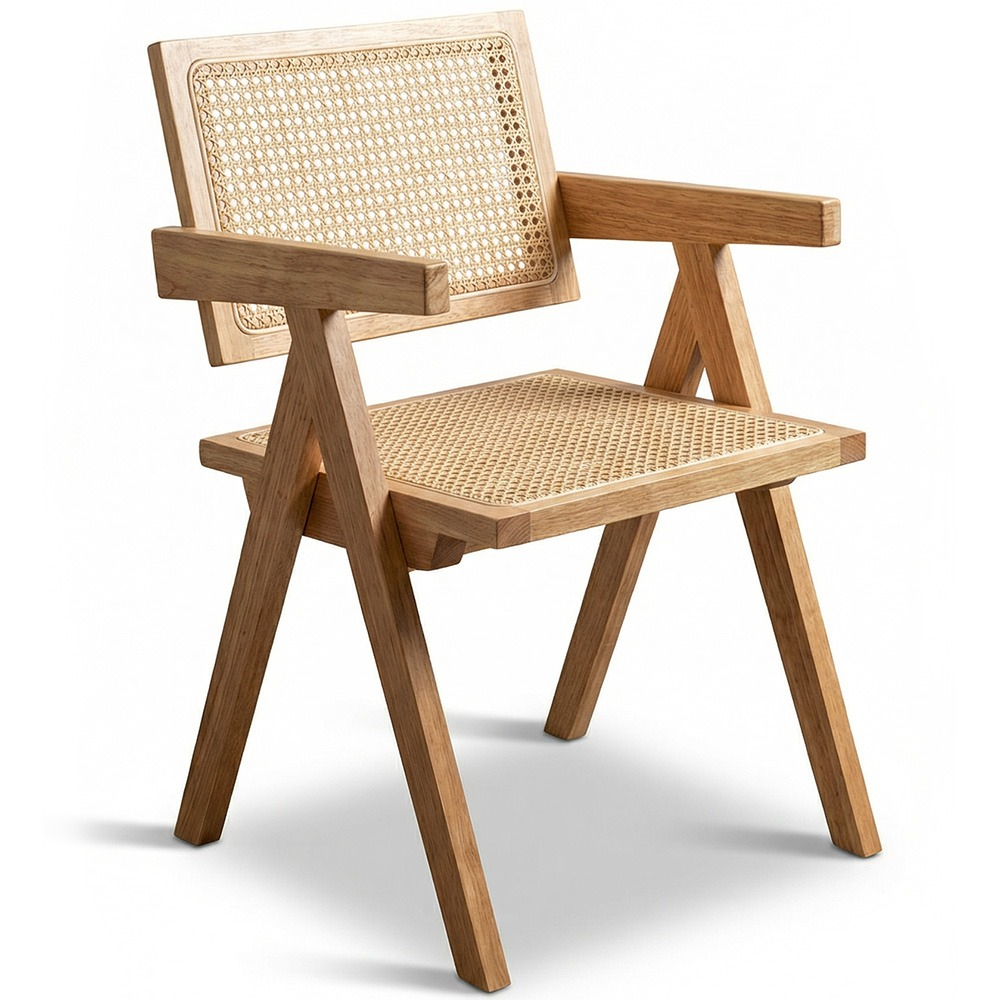  Buy Dining Chair in Cane Rattan - with Armrests - Leru Natural wood 61162 - in the UK