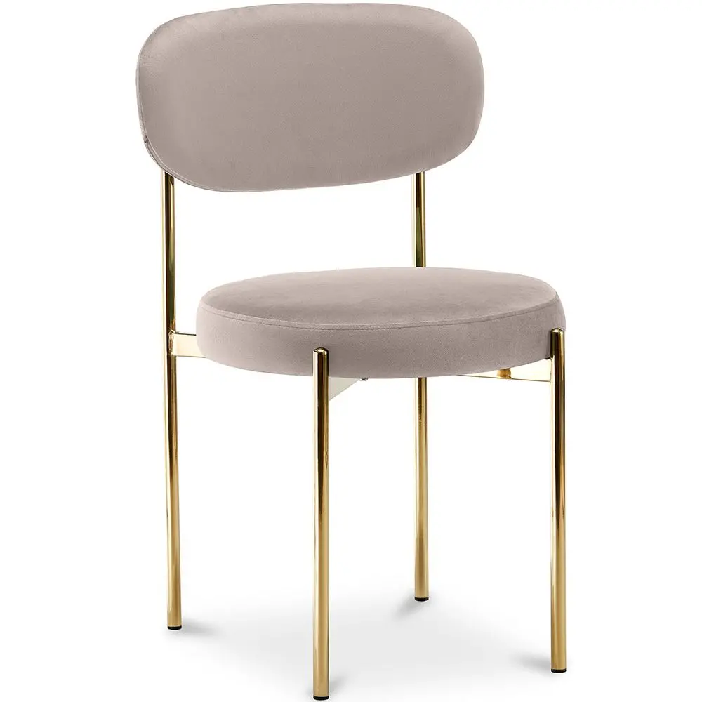  Buy Dining Chair - Upholstered in Velvet - Golden metal - Ara Beige 61166 - in the UK