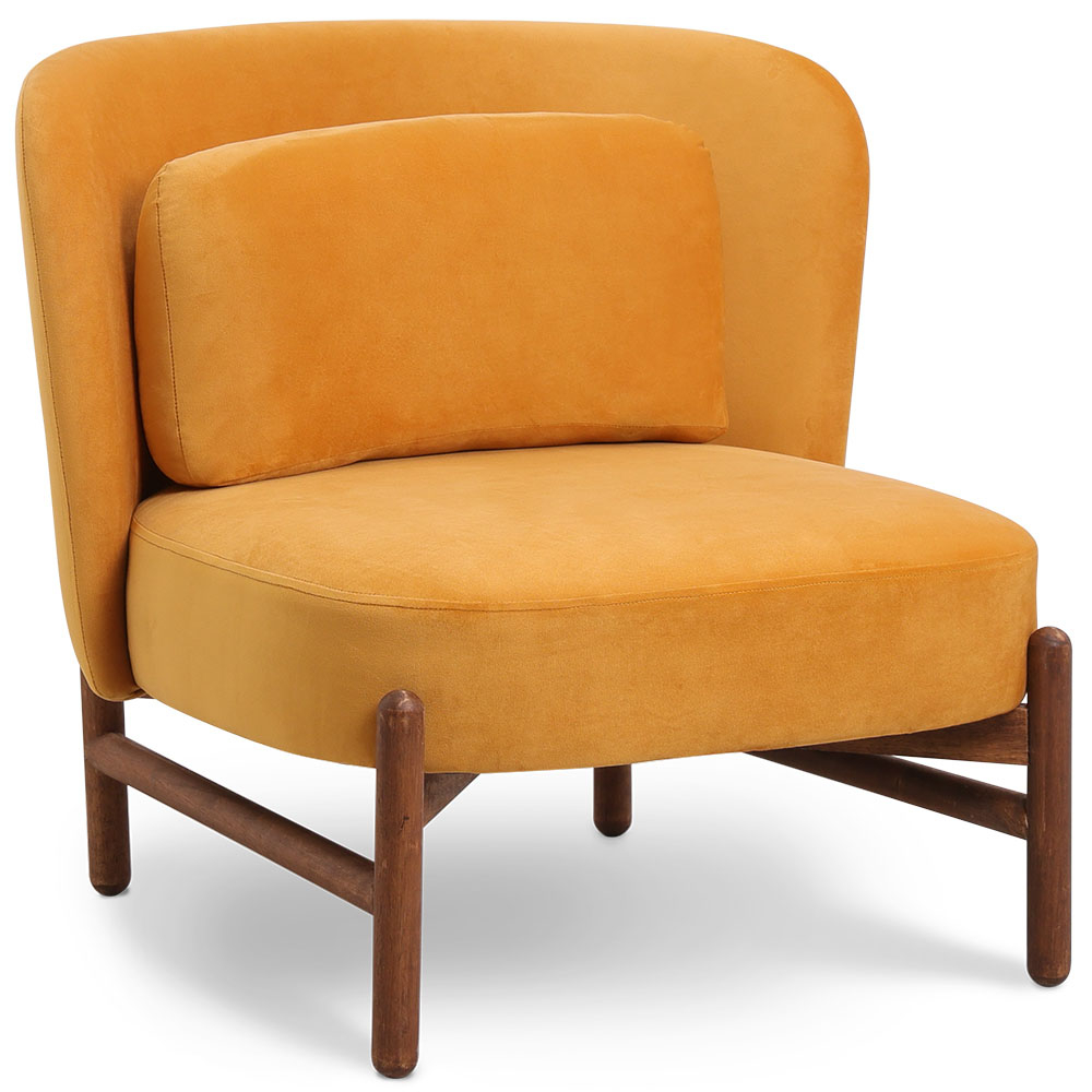  Buy Velvet Upholstered Armchair with Wood - Ebbe Mustard 61215 - in the UK