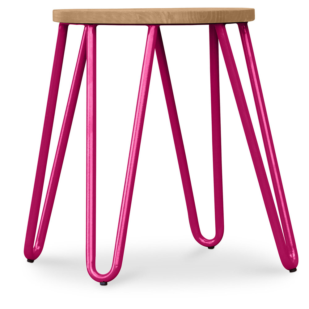  Buy Hairpin Stool - 42cm - Light wood and metal Fuchsia 61217 - in the UK