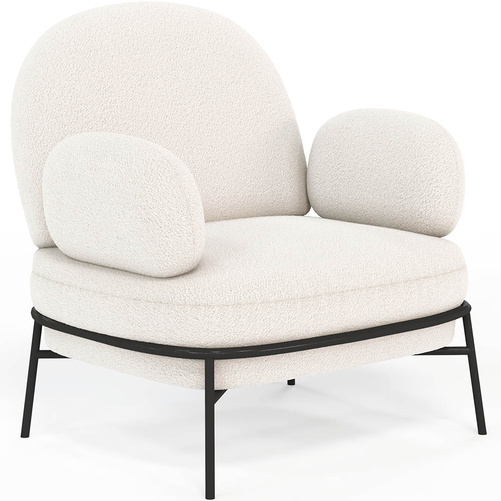  Buy Designer Armchair - Upholstered in Bouclé Fabric - Hedar White 61223 - in the UK
