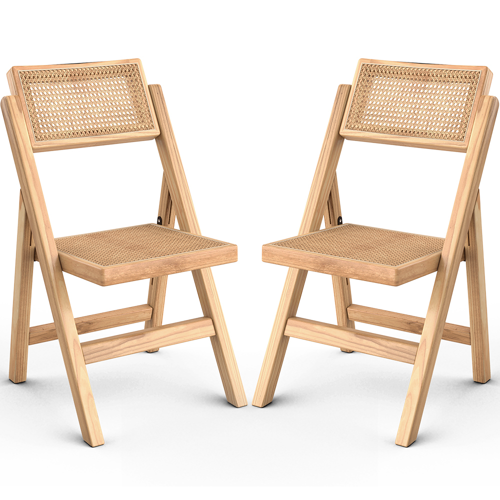  Buy 2 pack of Dining chair in Canage rattan and wood -  Bama Natural wood 61229 - in the UK