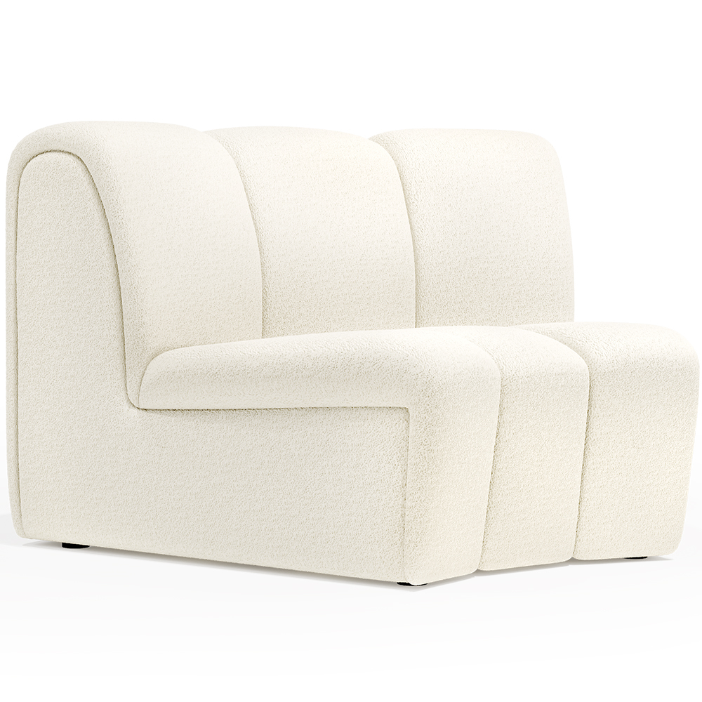  Buy Curved Module Sofa - Upholstered in Bouclé Fabric - Barkleyn White 61248 - in the UK