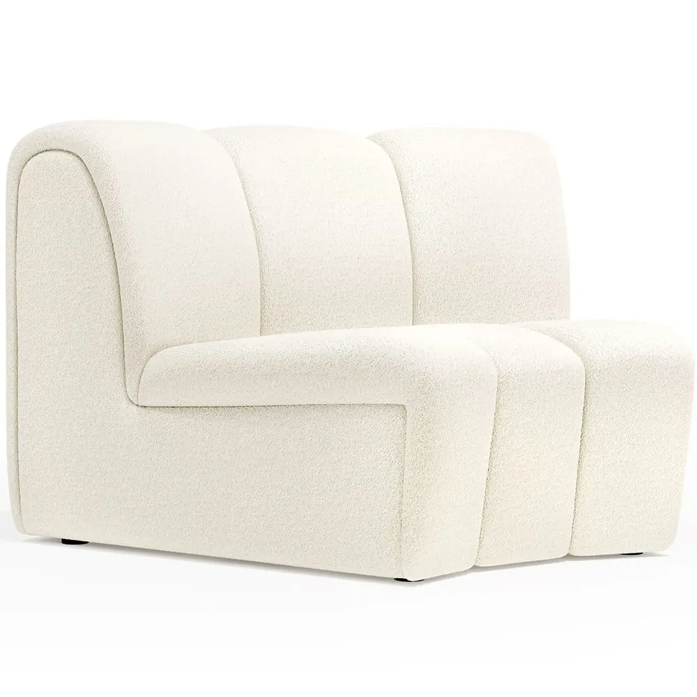  Buy Curved Module Sofa - Upholstered in Bouclé Fabric - Barkleyn White 61248 - in the UK