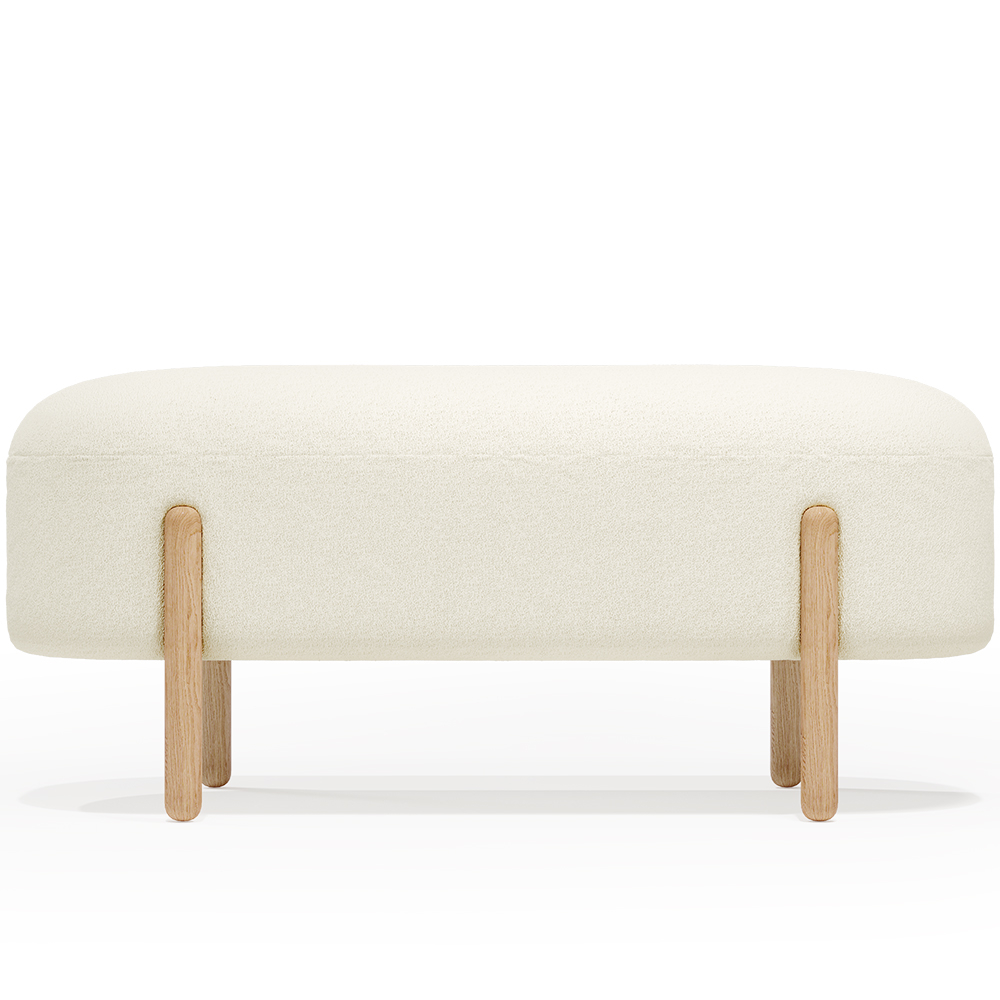  Buy Upholstered Bouclé Bench - Round White 61250 - in the UK