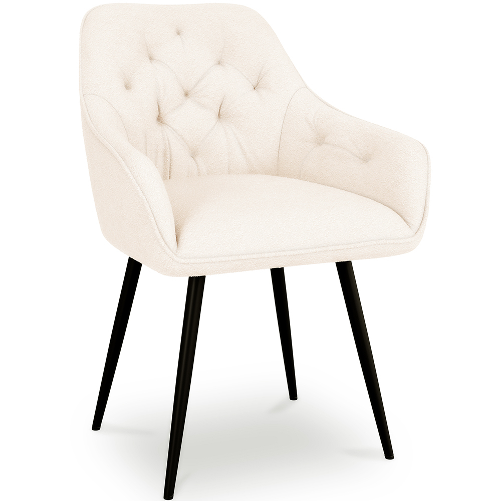  Buy Dining Chair with Armrests - Upholstered in Premium Bouclé - Carrol White 61267 - in the UK