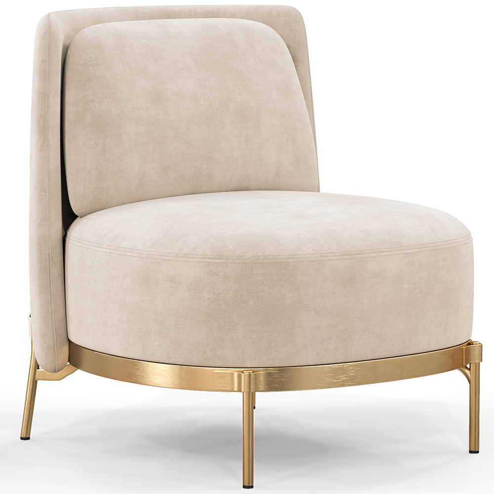  Buy Designer Armchair - Velvet Upholstered - Sabah Beige 61001 - in the UK