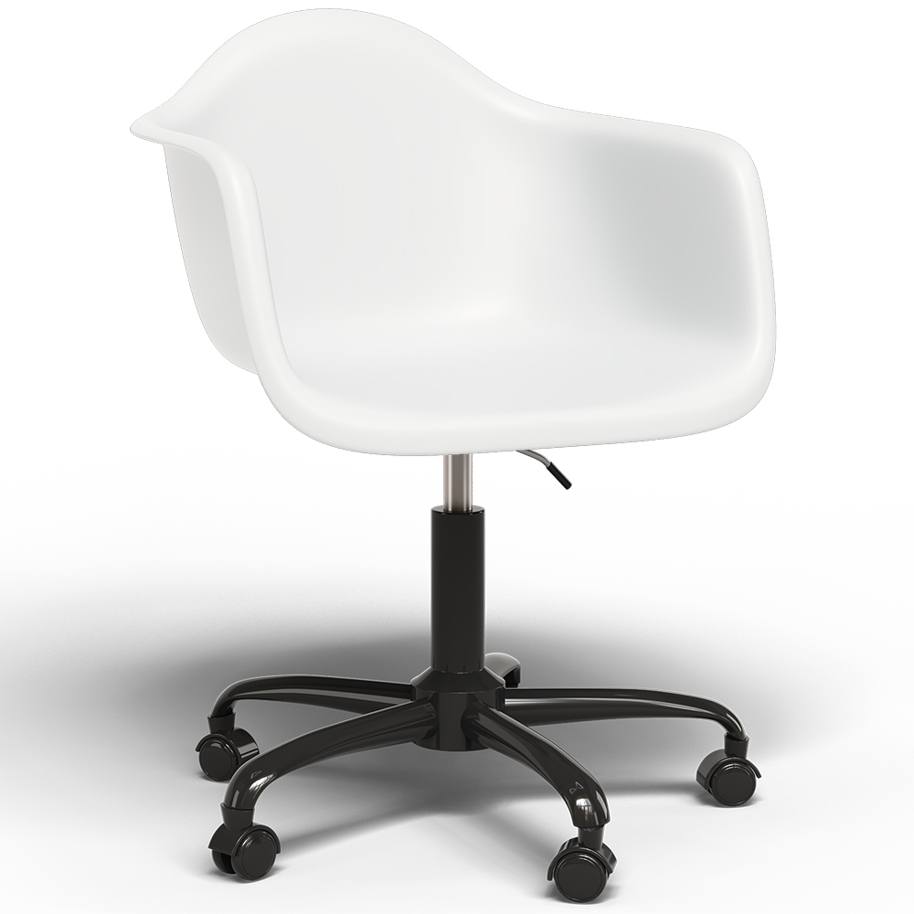  Buy Office Chair with Armrests - Desk Chair with Wheels - Emery Black Frame White 61269 - in the UK