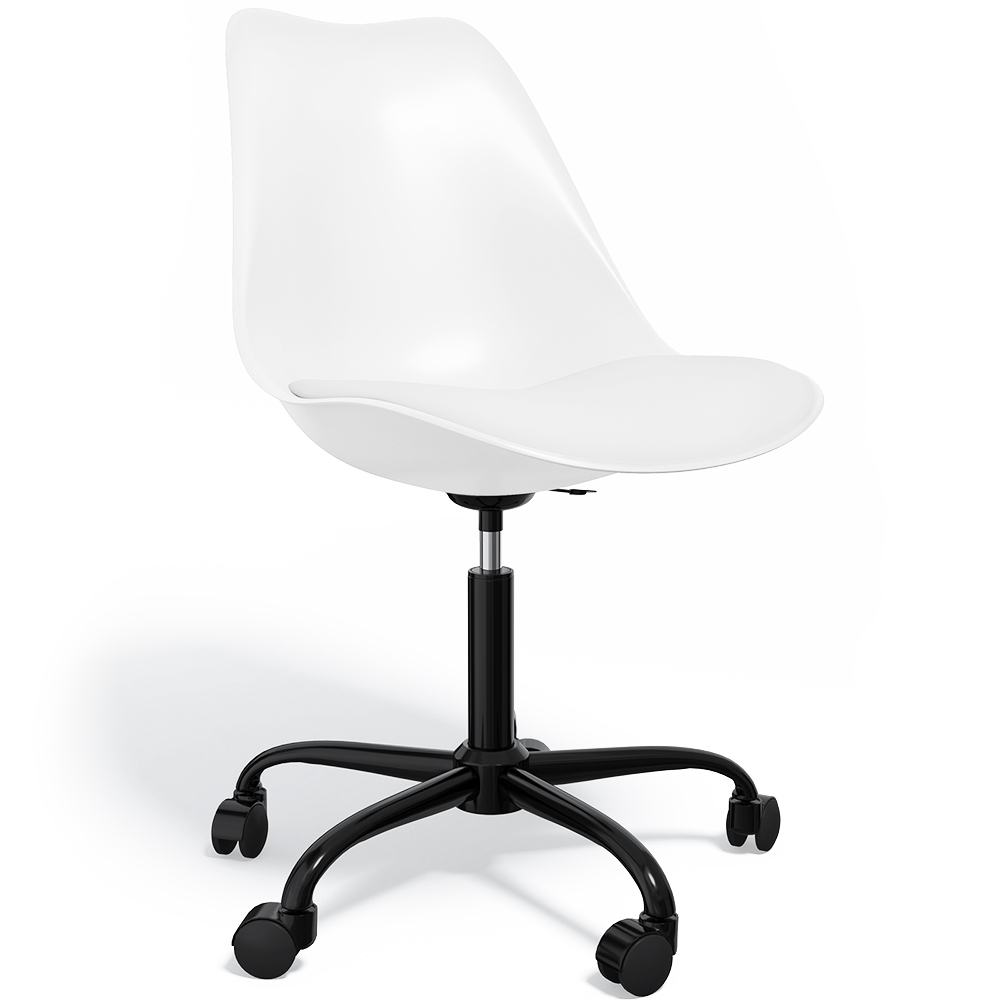  Buy Swivel Office Chair Tulip with Wheels - Black Frame White 61270 - in the UK