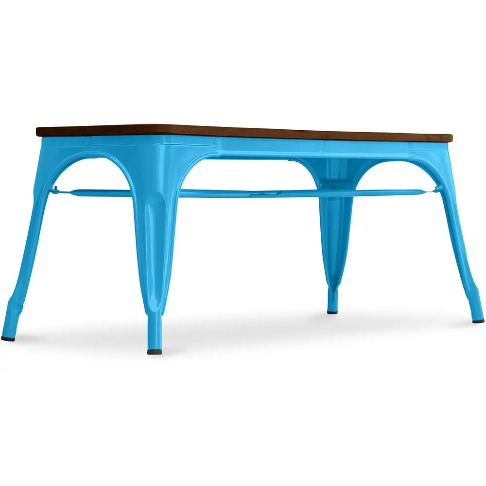  Buy Bistrot Metalix Bench Industrial Style - Dark Wood Turquoise 58436 - in the UK
