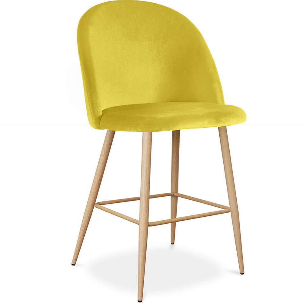  Buy Velvet Upholstered Stool - Scandinavian Design - 63cm  - Bennett Yellow 61288 - in the UK