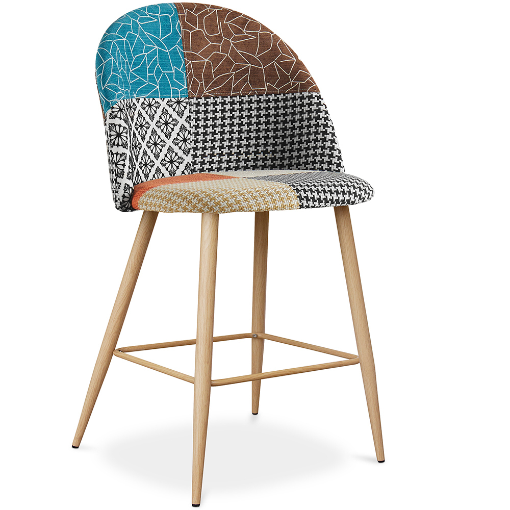  Buy Patchwork Upholstered Stool - Scandinavian Style - 63cm -  Bennett Multicolour 61292 - in the UK